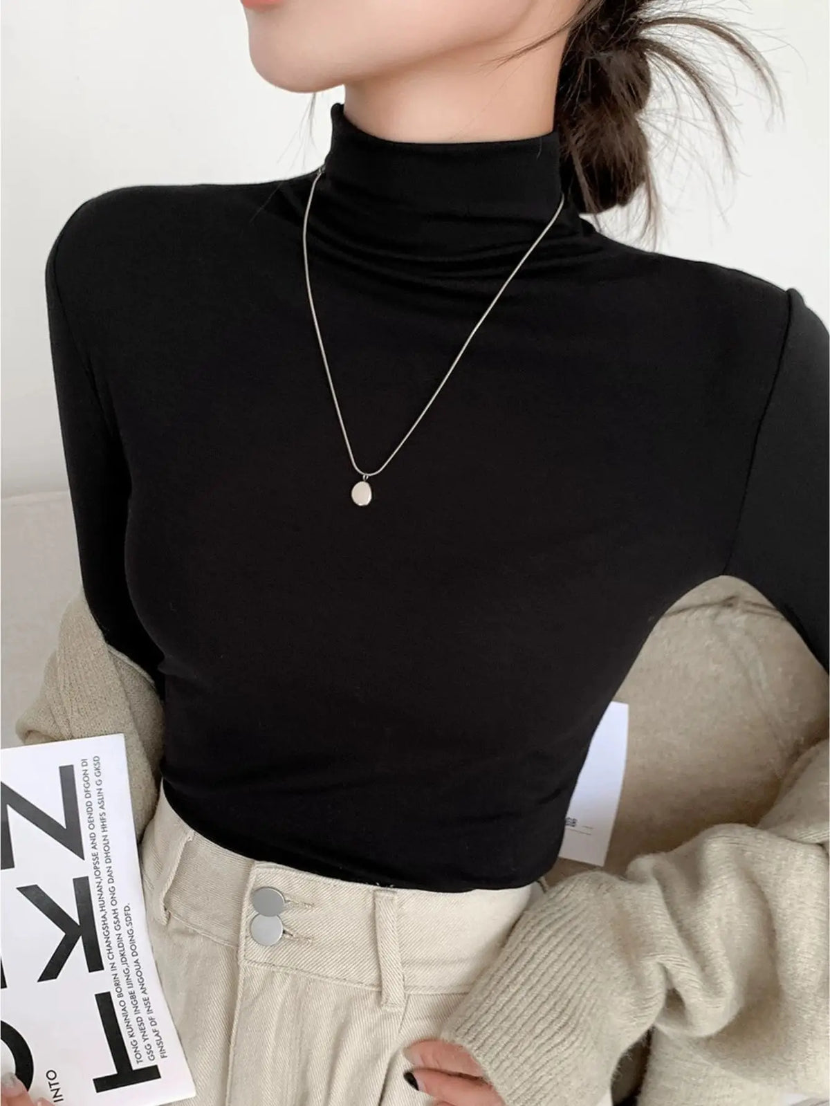 Women's High-Neck Long-Sleeve Top