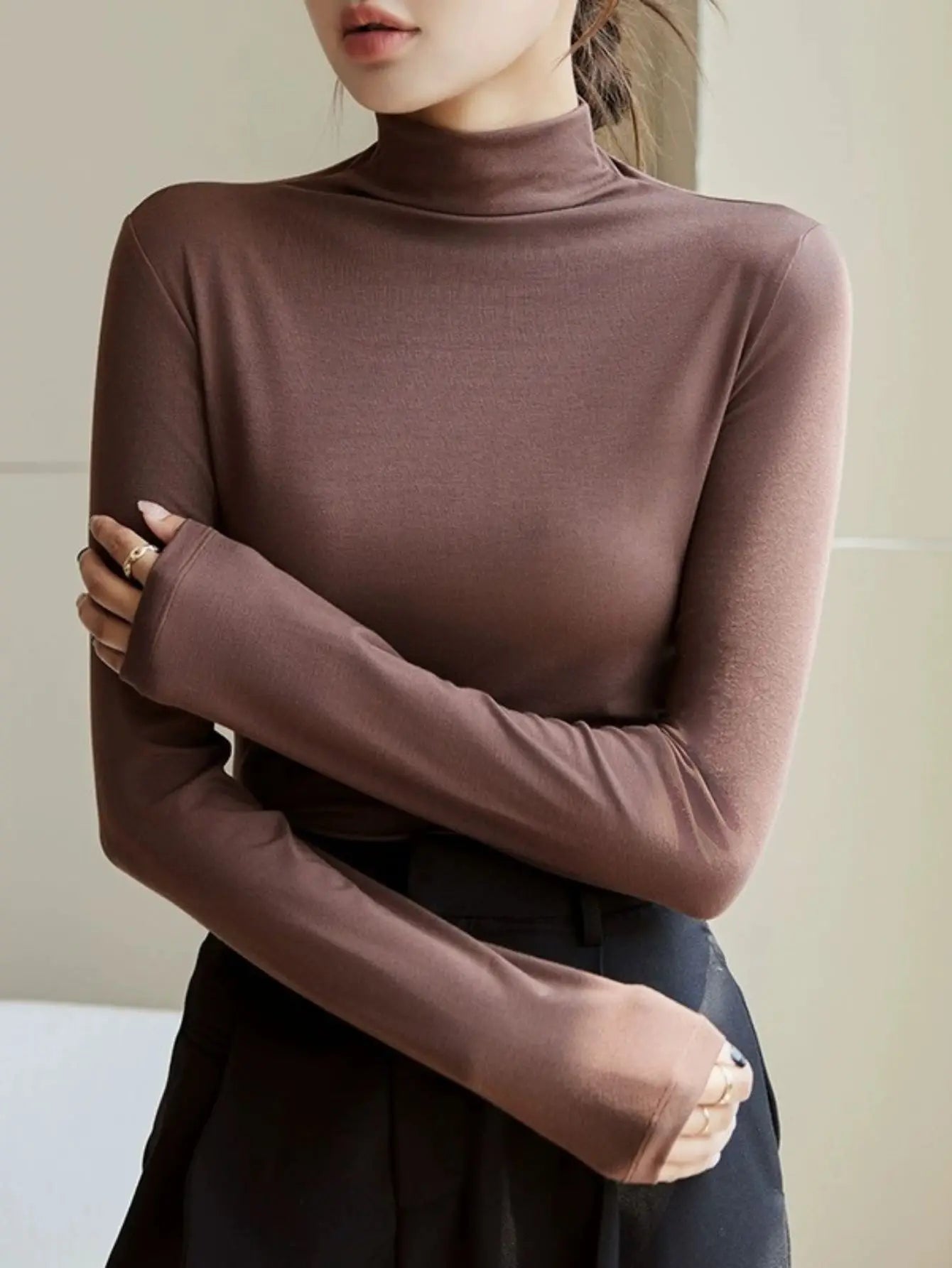 Women's High-Neck Long-Sleeve Top