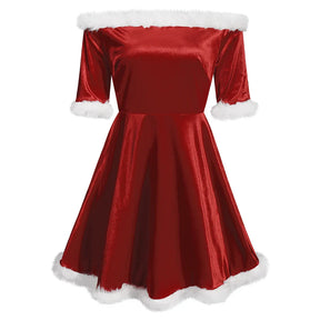 Red Christmas Dress - A-Line Off-Shoulder