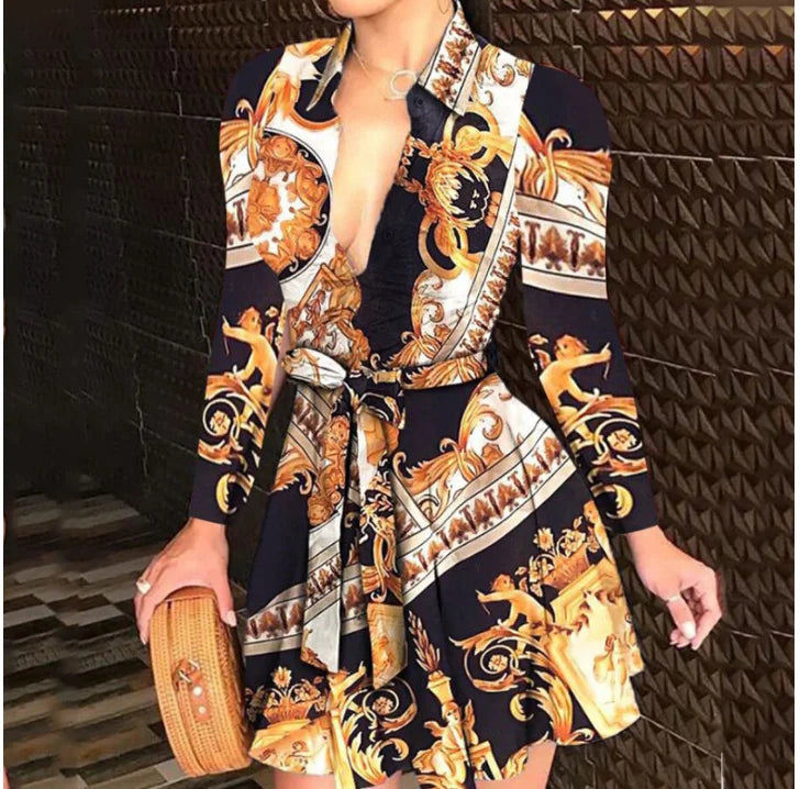 Long Sleeve Printed Dress for Women