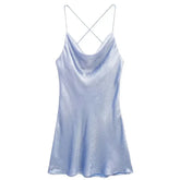 Blue Backless Women's Dress for Luxury Summer Party