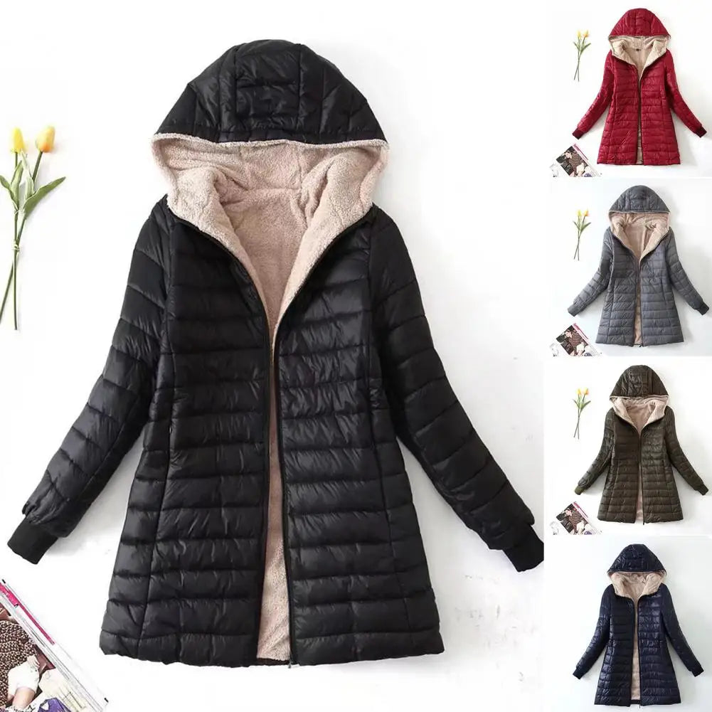 Cozy Mid-Length Hooded Jacket for Women