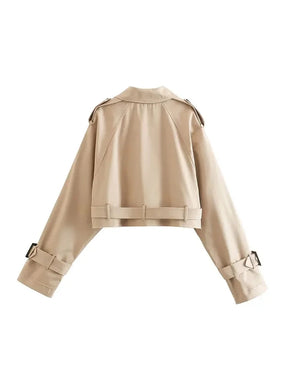 Belted Cropped Trench Jacket for Women