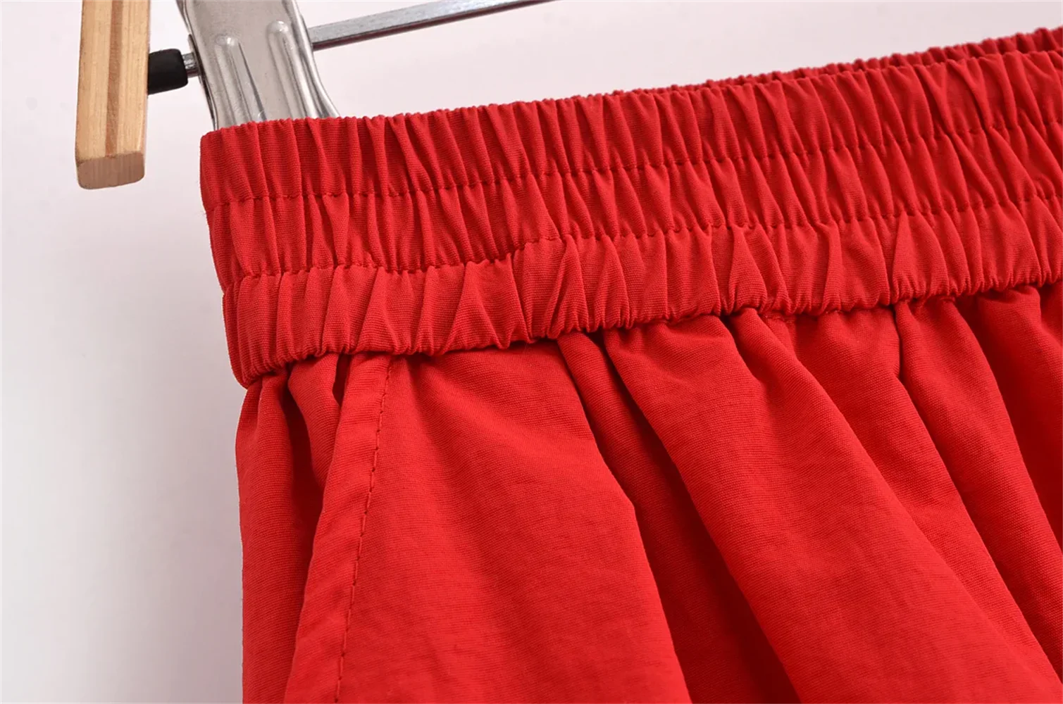 Red Midi Skirt High Waist Versatile