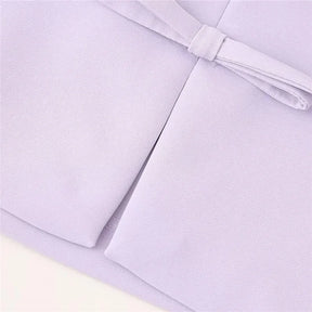 Purple High-Waisted Mini Skirt with Bow and Slit for Women