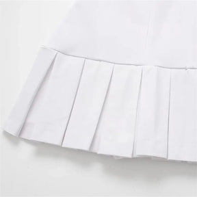 Short White Pleated Sleeveless Dress