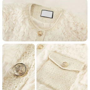 Lamb Wool Faux Fur Coat Women Streetwear Office Lady