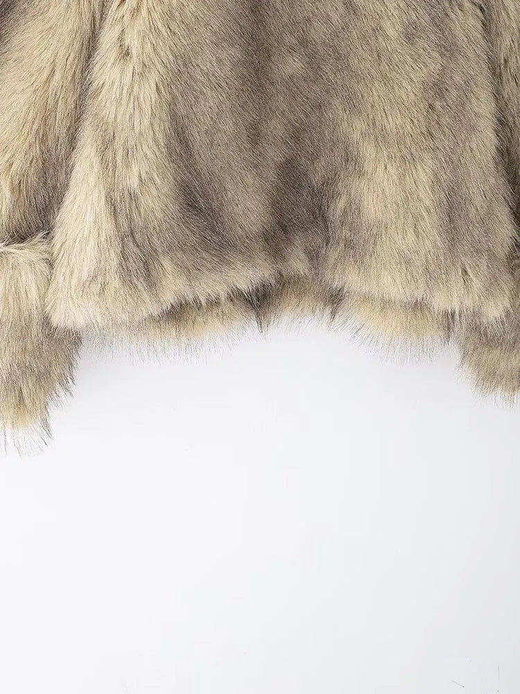 Autumn Winter Faux Fur Turtleneck Jacket