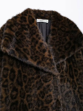 Winter Leopard Print Faux Fur Jacket Women