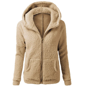 Women's Plush Hooded Jacket - Vintage Winter Warmth