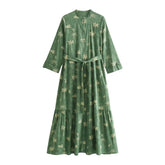 Green Printed Shirt Dress