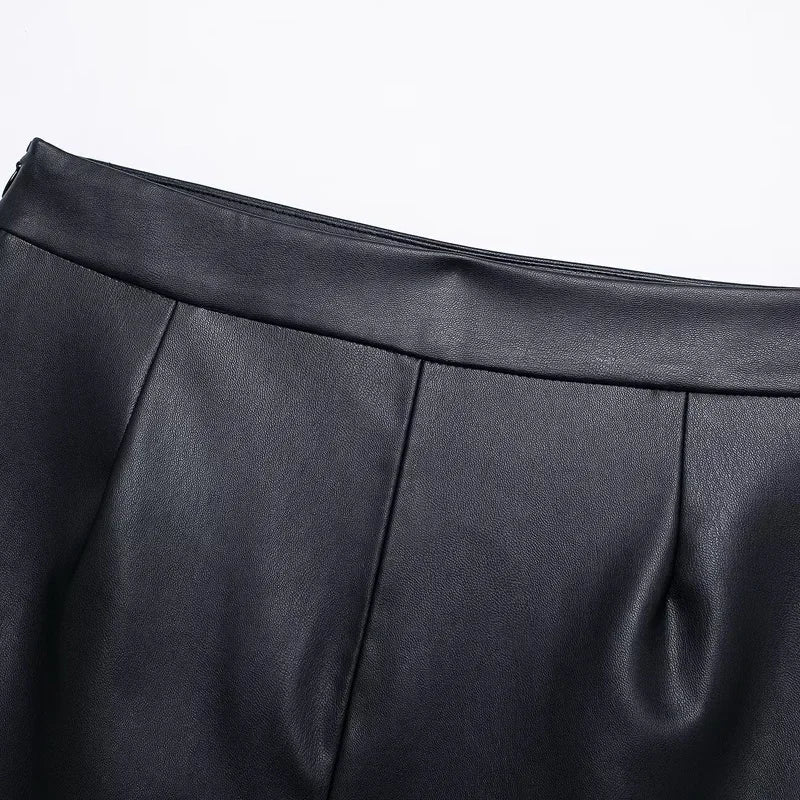 Mini Skirt Shorts Asymmetrical in Synthetic Leather - Suzi