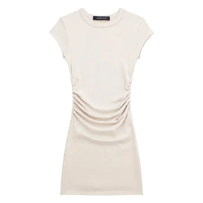 Mini Ruched Bodycon Dress with Short Sleeves