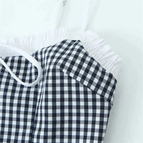 Mini Checkered Dress with Bow for Women