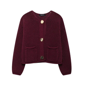 Autumn Knitted Cardigan Women Long Sleeve Crop Sweater