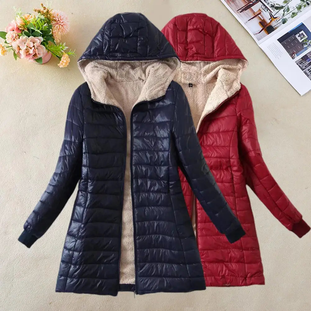 Cozy Mid-Length Hooded Jacket for Women