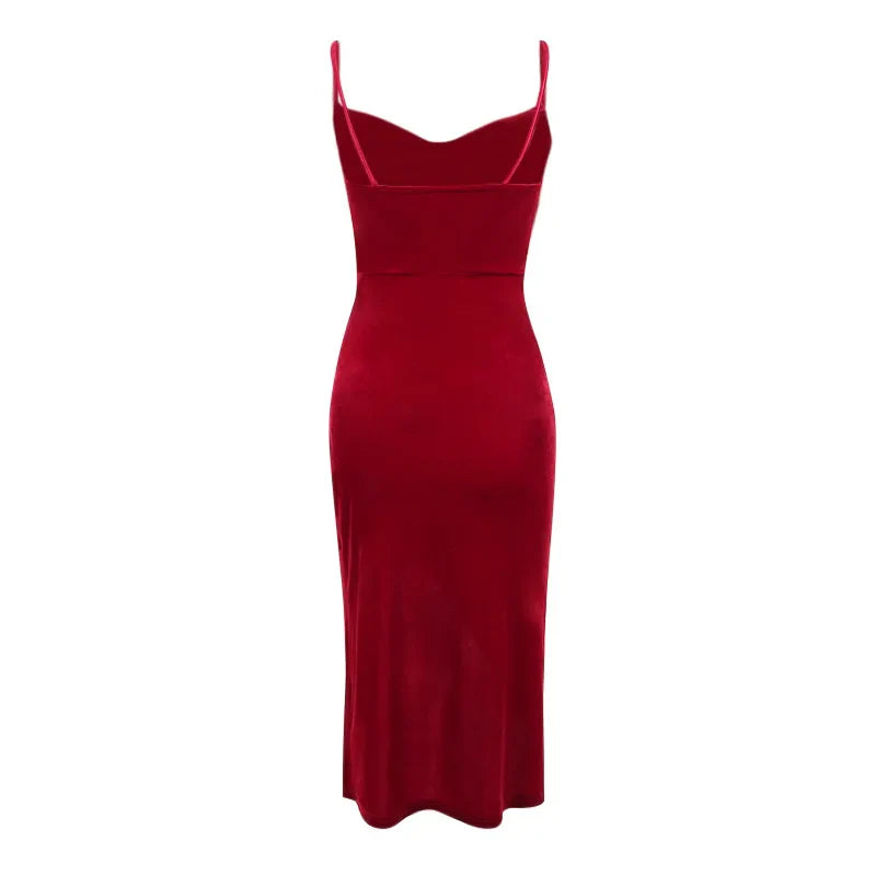 Elegant Retro Red Slim Dress