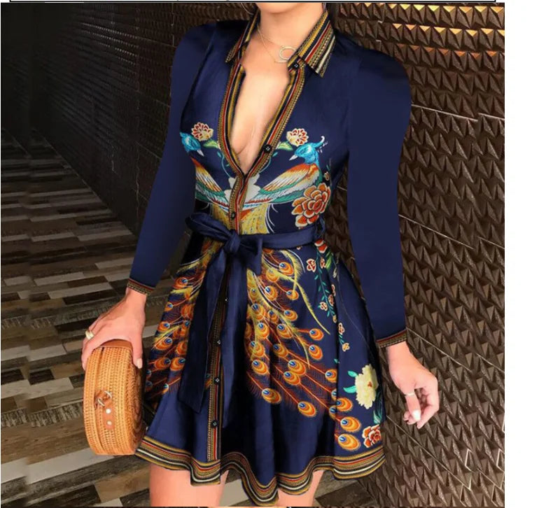 Long Sleeve Printed Dress for Women