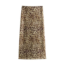 Leopard Print Midi Tulle Skirt with High Waist