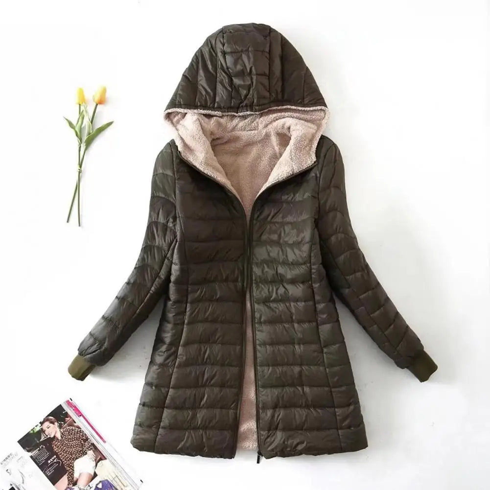 Cozy Mid-Length Hooded Jacket for Women