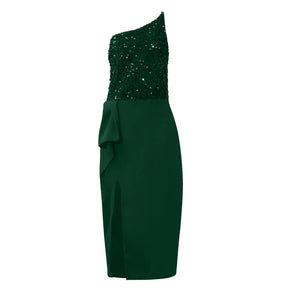 Evening Dress with Sequins and Slit