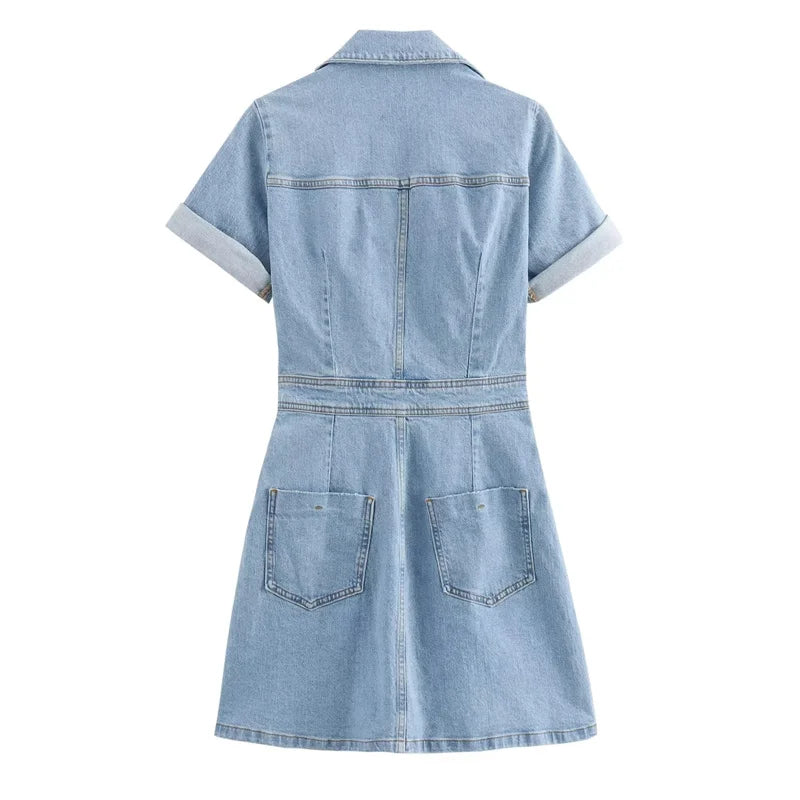 Mini Blue Denim Dress for Women – Summer