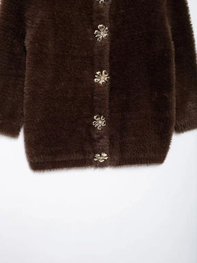 Autumn Winter Vintage Chic Women Fur Cardigan