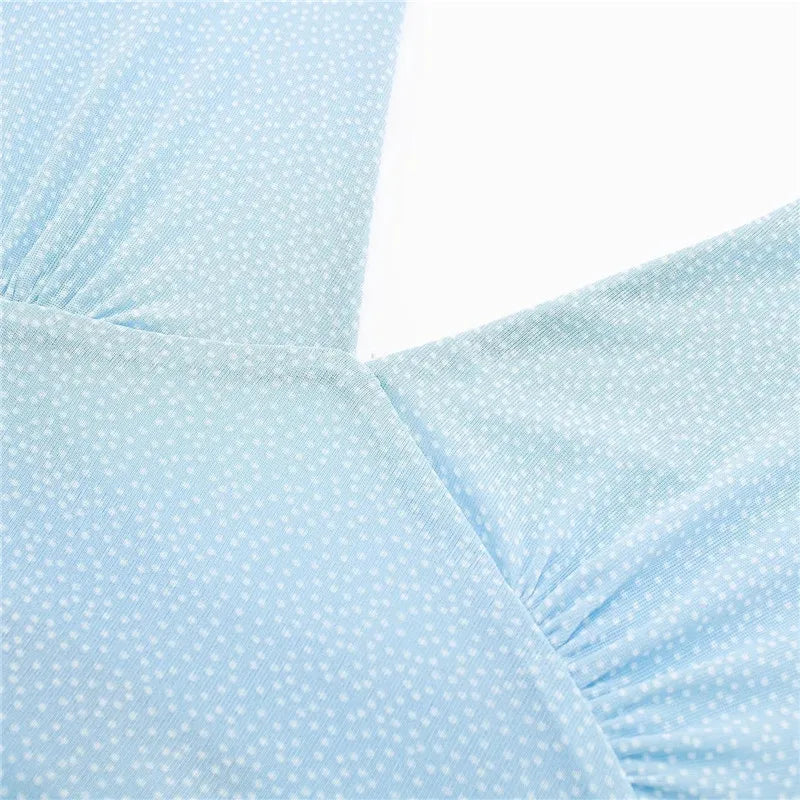 Women's Blue Polka Dot Mesh Top