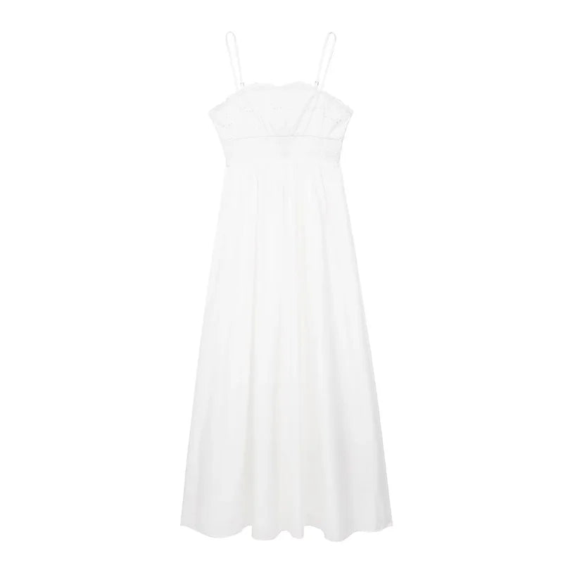 TRAF-vestido branco longo recortado feminino, sem encosto, sem mangas, sem encosto, Midi, verão, praia, feriado