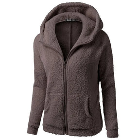 Women's Plush Hooded Jacket - Vintage Winter Warmth