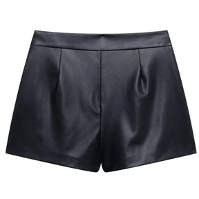 Mini Skirt Shorts Asymmetrical in Synthetic Leather - Suzi