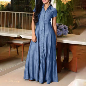 Women's Denim Shirt Dress with Pockets