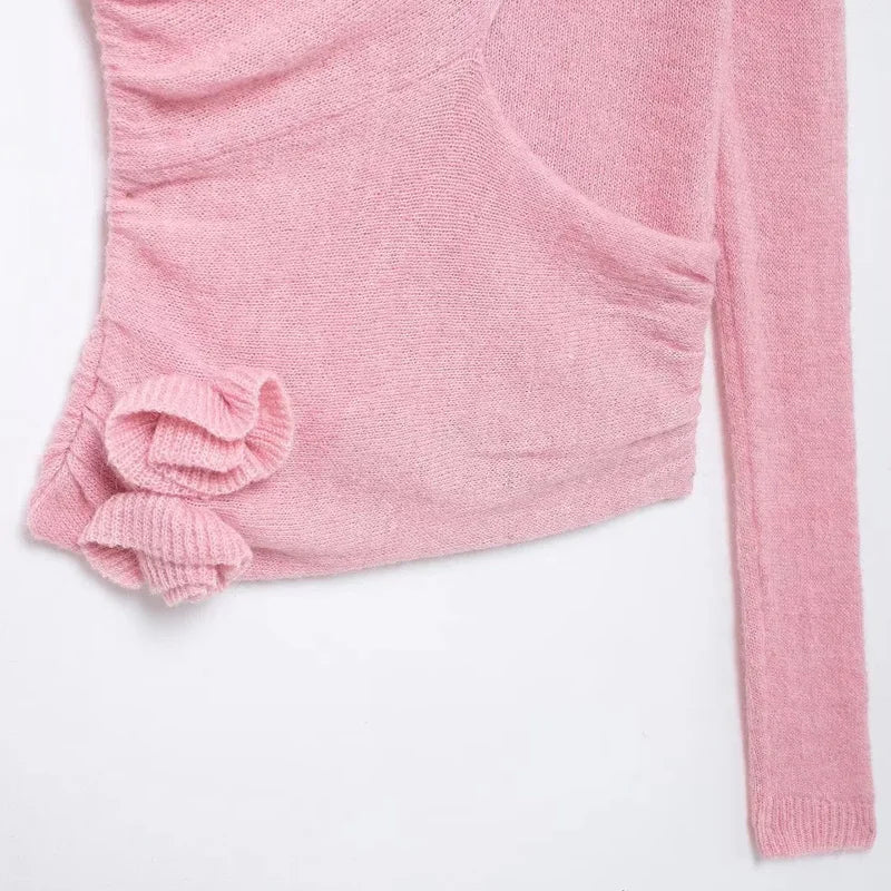 Women's Floral Asymmetrical Pullover Rosa