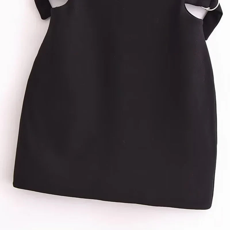 Mini Black Elegant Dress with Belt Deise - Isabella