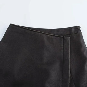 Mini Skirt Shorts Women's Black Leather Maggie