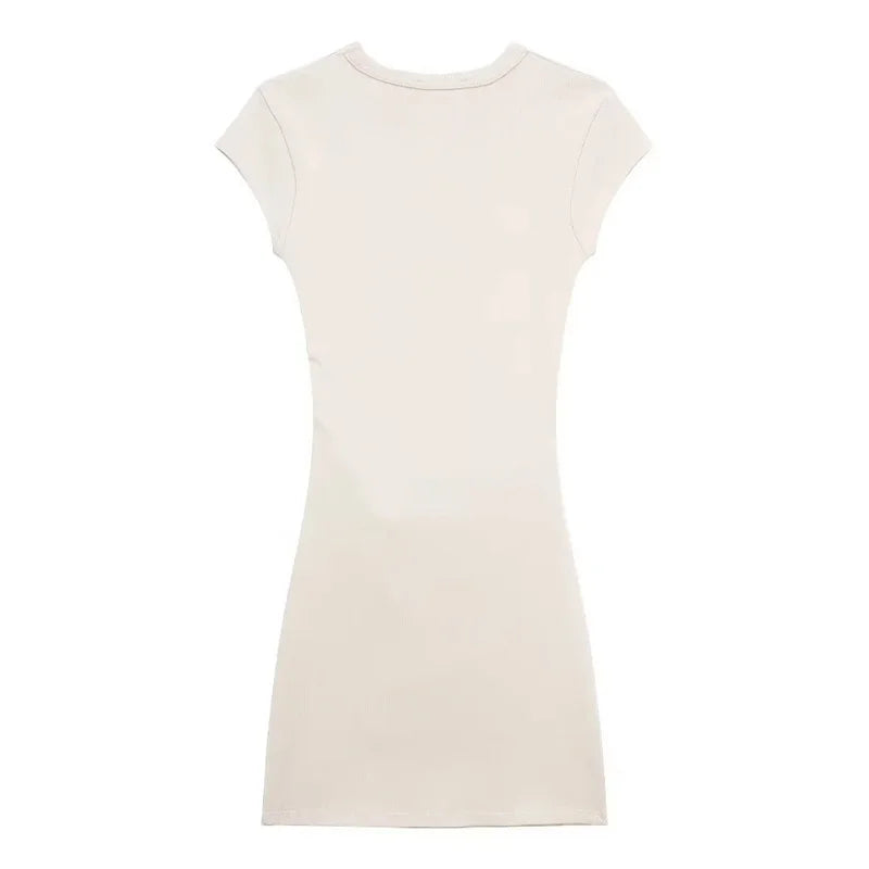 Mini Ruched Bodycon Dress with Short Sleeves