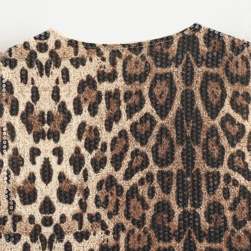 Mini Leopard Sequin Dress - Leopard