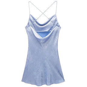 Blue Backless Women's Dress for Luxury Summer Party