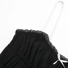 Sleeveless Ruffled Top with Black Bow - Summer 2024