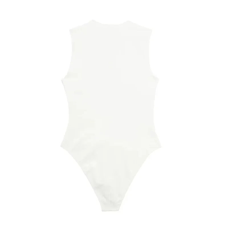 White Sleeveless Cutout Bodysuit