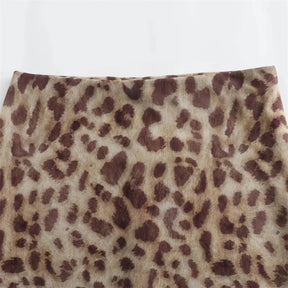 Leopard Print Midi Tulle Skirt with High Waist