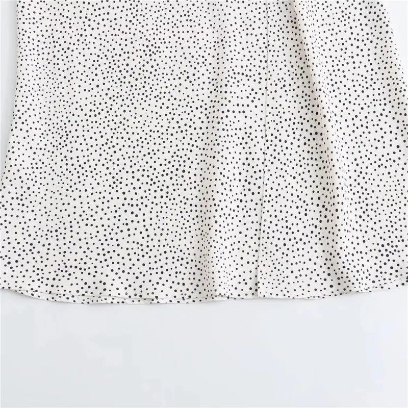 Polka Dot High-Waisted Y2K Midi Skirt with Slit