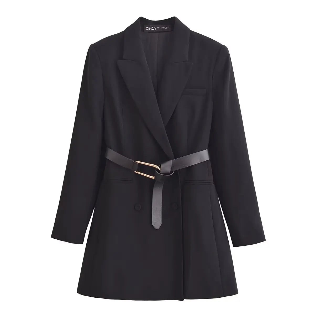 Women's Business Blazer Belt Mini Dress - Long Sleeve Office