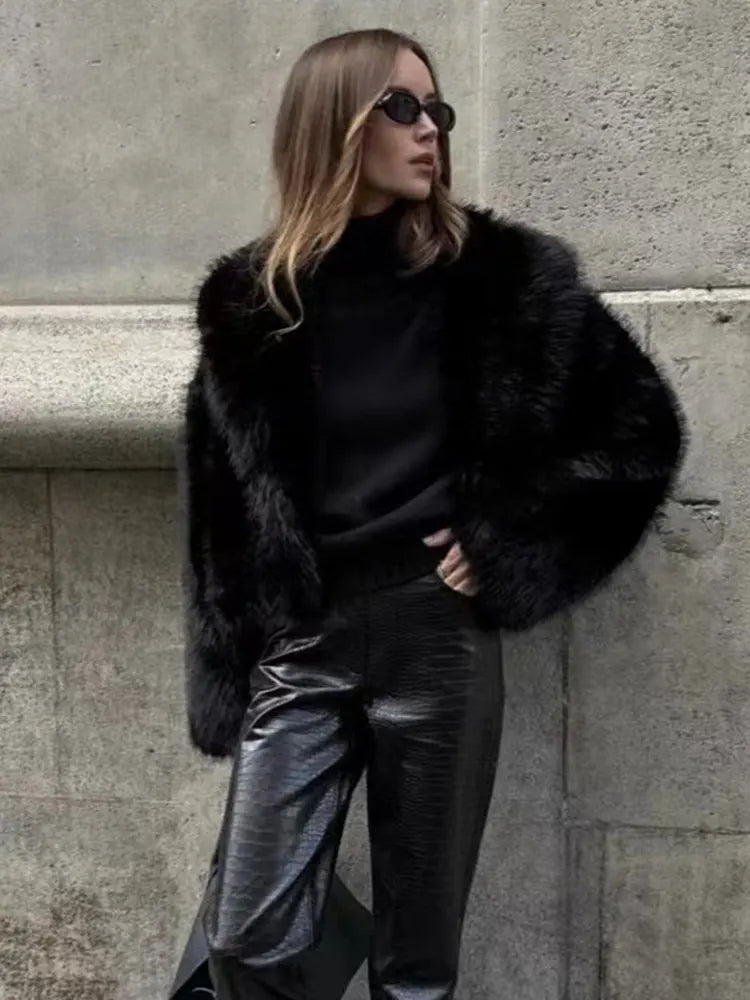 Winter Faux Fur Cropped Jacket for Women