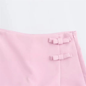 High-Waisted Pink and White Mini Skirt for Women