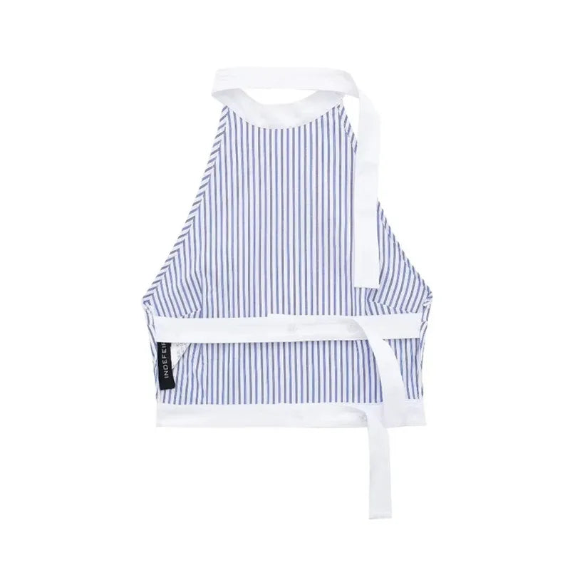 Women's Striped Backless Top - Summer Blue