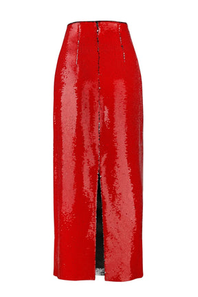 Maxi Skirt with Red Sequins