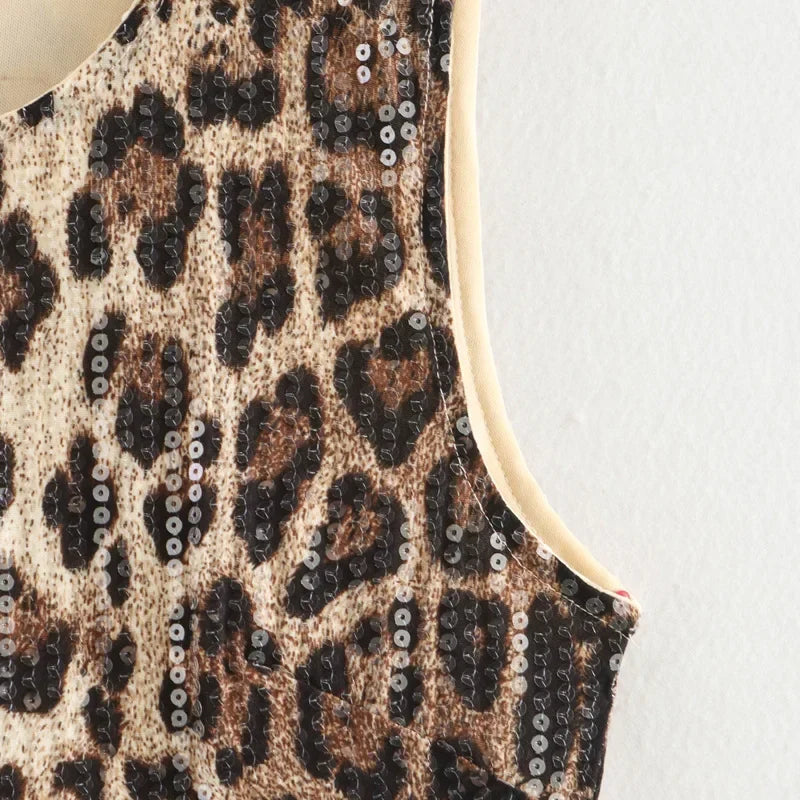 Mini Leopard Sequin Dress - Leopard