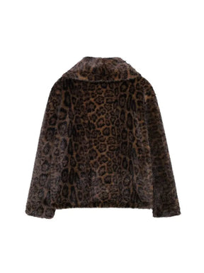 Winter Leopard Print Faux Fur Jacket Women