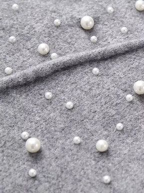 Knitted Bomber Jacket with Faux Pearls